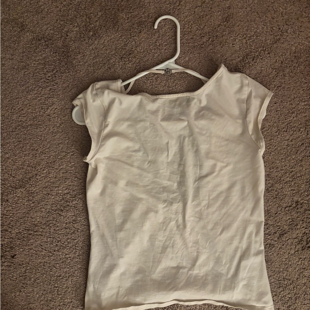 Women's Open Back Cream Top